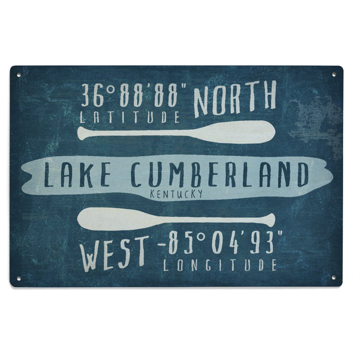 Lake Cumberland, Kentucky, Lake Essentials, Latitude & Longitude, Lantern Press Artwork, Wood Signs and Postcards Wood Lantern Press 