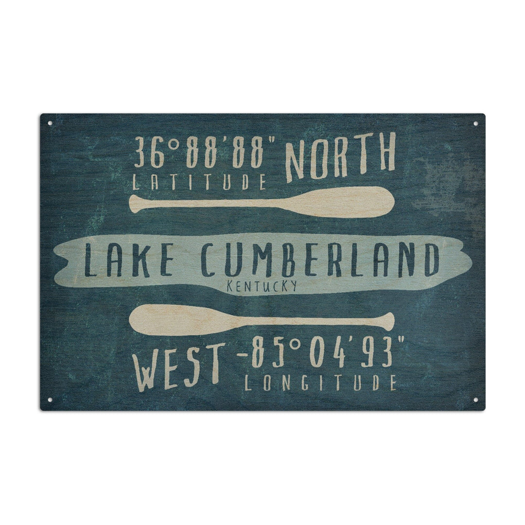 Lake Cumberland, Kentucky, Lake Essentials, Latitude & Longitude, Lantern Press Artwork, Wood Signs and Postcards Wood Lantern Press 6x9 Wood Sign 