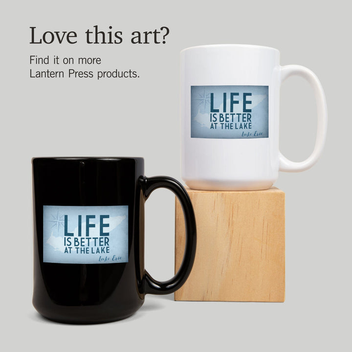 Lake Erie, United States, Lake Essentials, Life is Better at the Lake, Lantern Press Artwork, Ceramic Mug Mugs Lantern Press 
