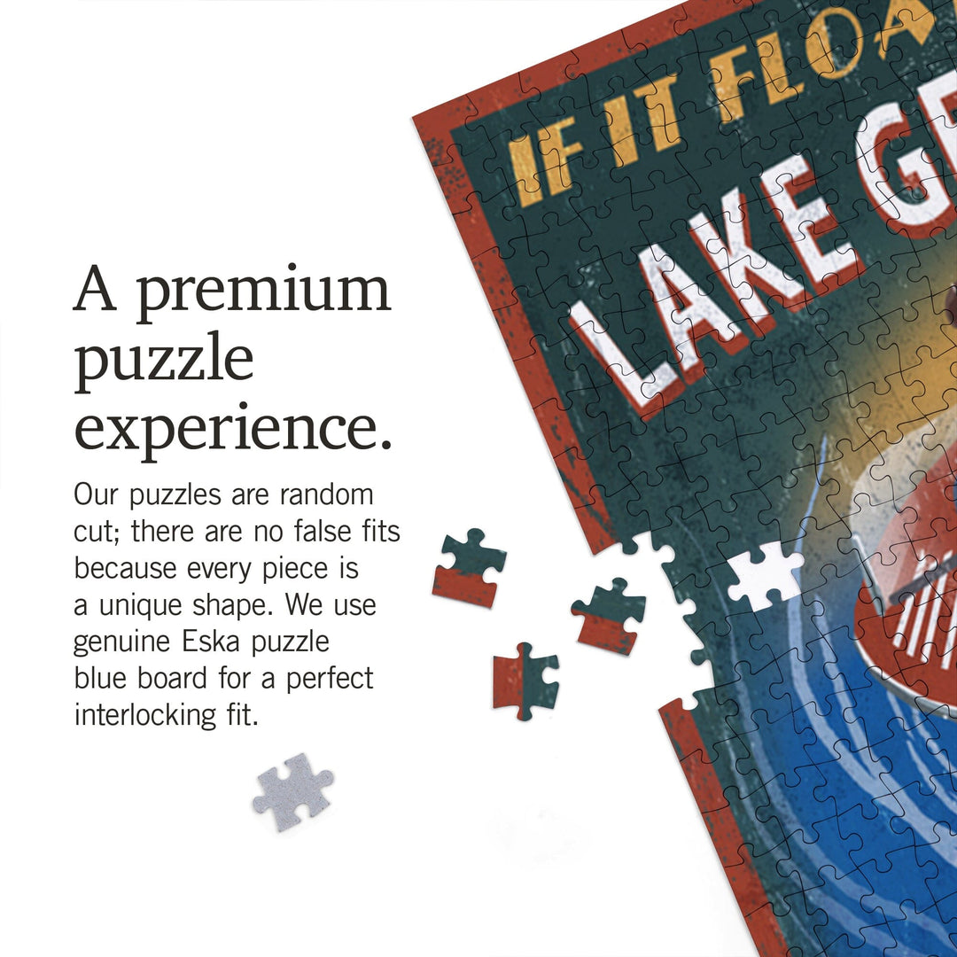 Lake Geneva, Wisconsin, Boat Shop Vintage Sign, Jigsaw Puzzle Puzzle Lantern Press 