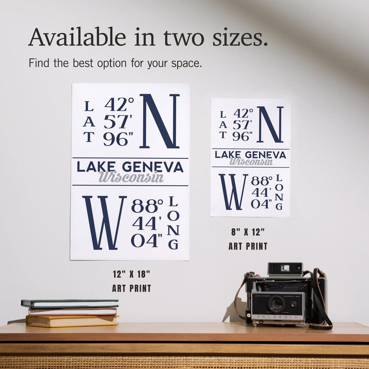 Lake Geneva, Wisconsin, Latitude and Longitude, Art & Giclee Prints Art Lantern Press 