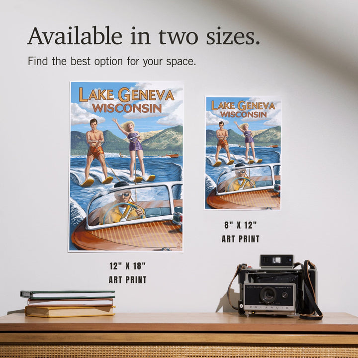 Lake Geneva, Wisconsin, Water Skiing Scene, Art & Giclee Prints Art Lantern Press 