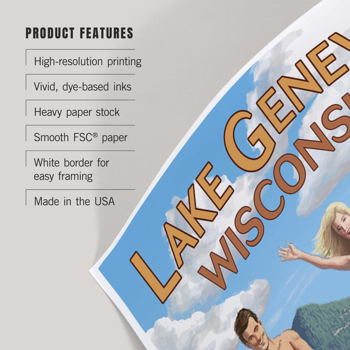 Lake Geneva, Wisconsin, Water Skiing Scene, Art & Giclee Prints Art Lantern Press 