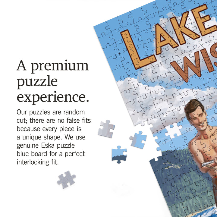 Lake Geneva, Wisconsin, Water Skiing Scene, Jigsaw Puzzle Puzzle Lantern Press 