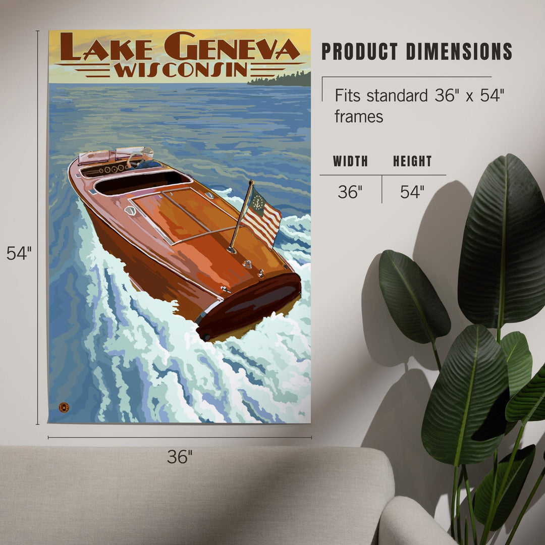 Lake Geneva, Wisconsin, Wooden Boat, Art & Giclee Prints Art Lantern Press 