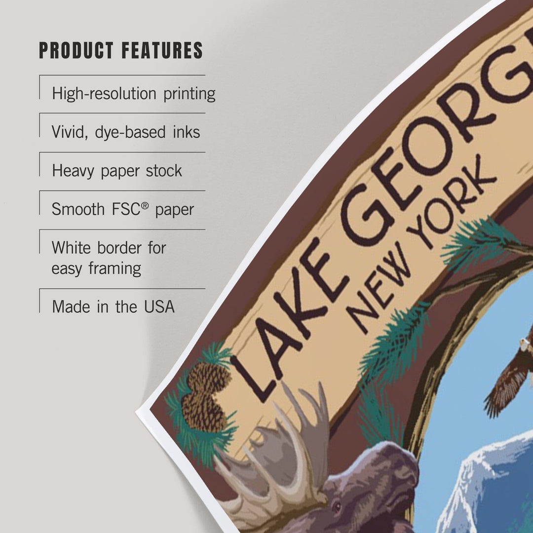 Lake George, New York, Canoe Scene, Art & Giclee Prints Art Lantern Press 