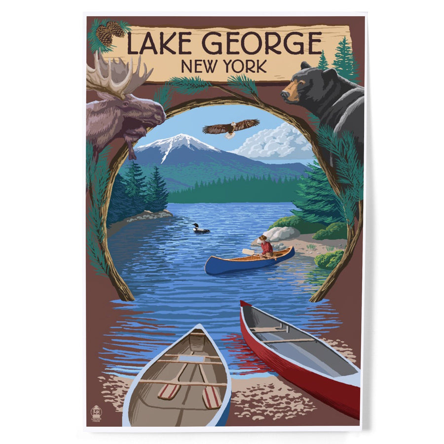 Lake George, New York, Canoe Scene, Art & Giclee Prints Art Lantern Press 
