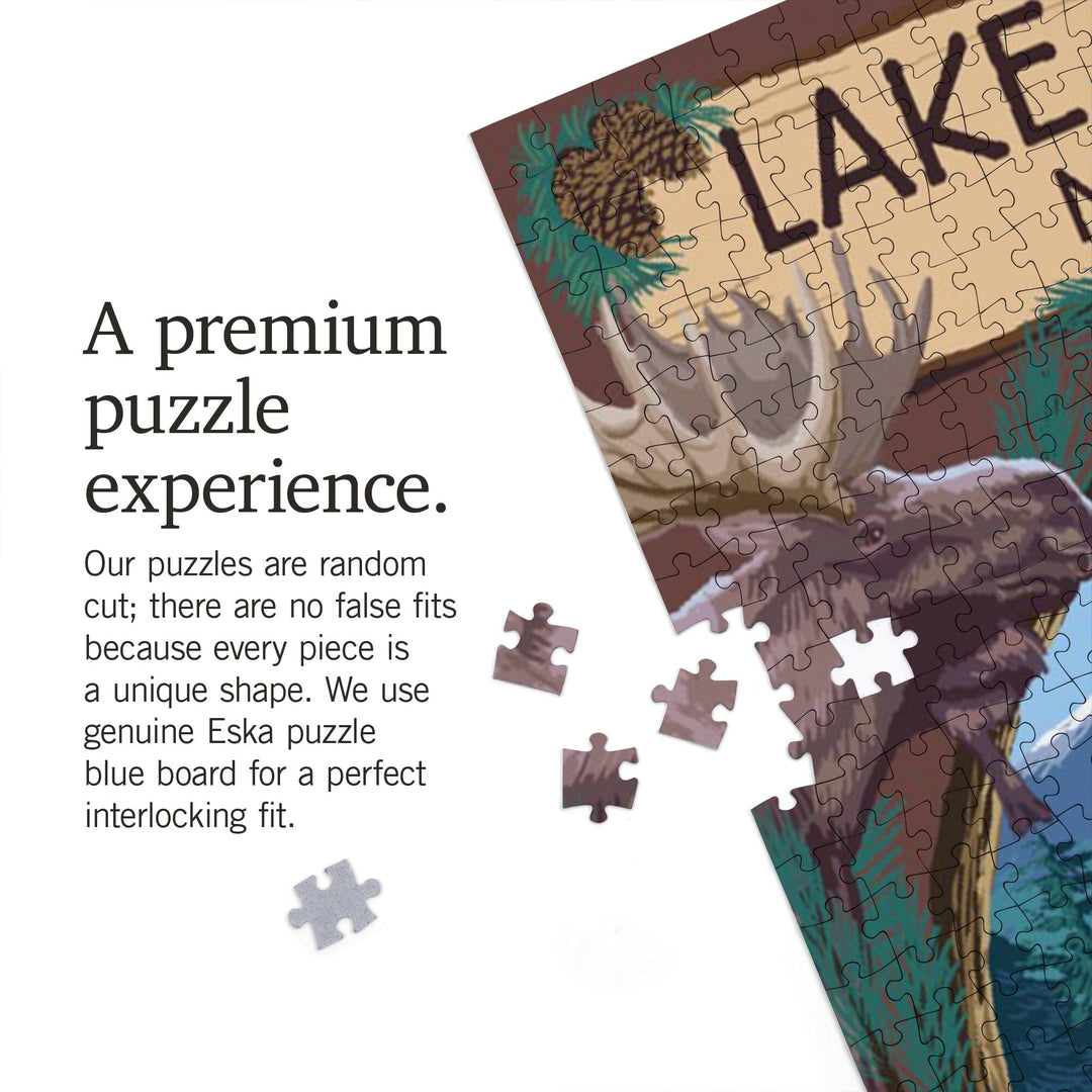 Lake George, New York, Canoe Scene, Jigsaw Puzzle Puzzle Lantern Press 