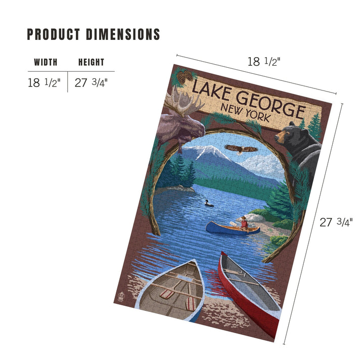 Lake George, New York, Canoe Scene, Jigsaw Puzzle Puzzle Lantern Press 