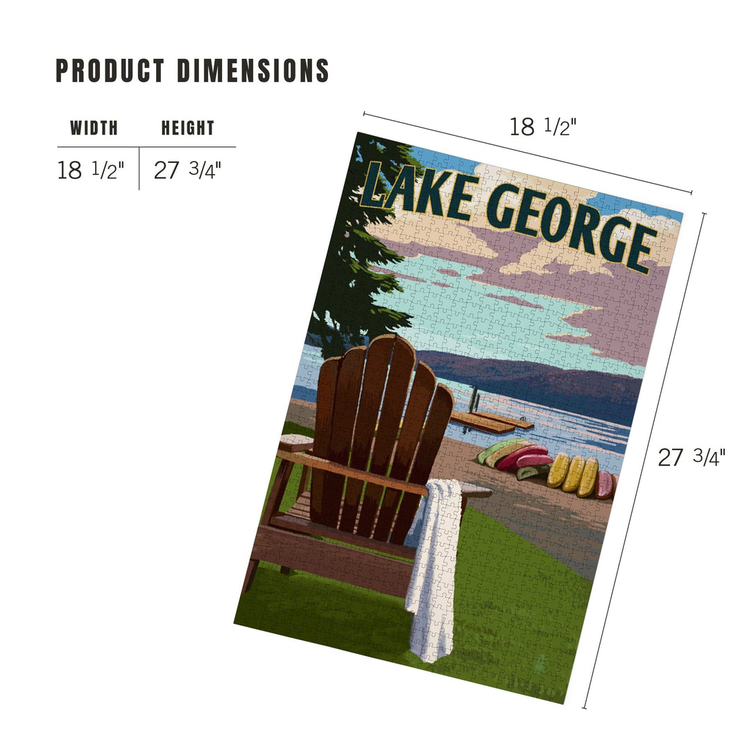 Lake George, New York, Lake and Adirondack Chair, Simply Said, Jigsaw Puzzle Puzzle Lantern Press 
