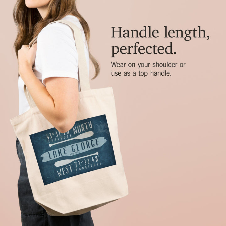 Lake George, New York, Lake Essentials, Latitude and Longitude, Tote Bag Totes Lantern Press 