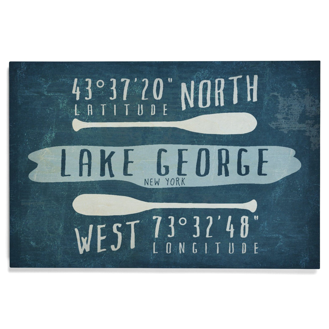 Lake George, New York, Lake Essentials, Latitude & Longitude, Lantern Press Artwork, Wood Signs and Postcards Wood Lantern Press 