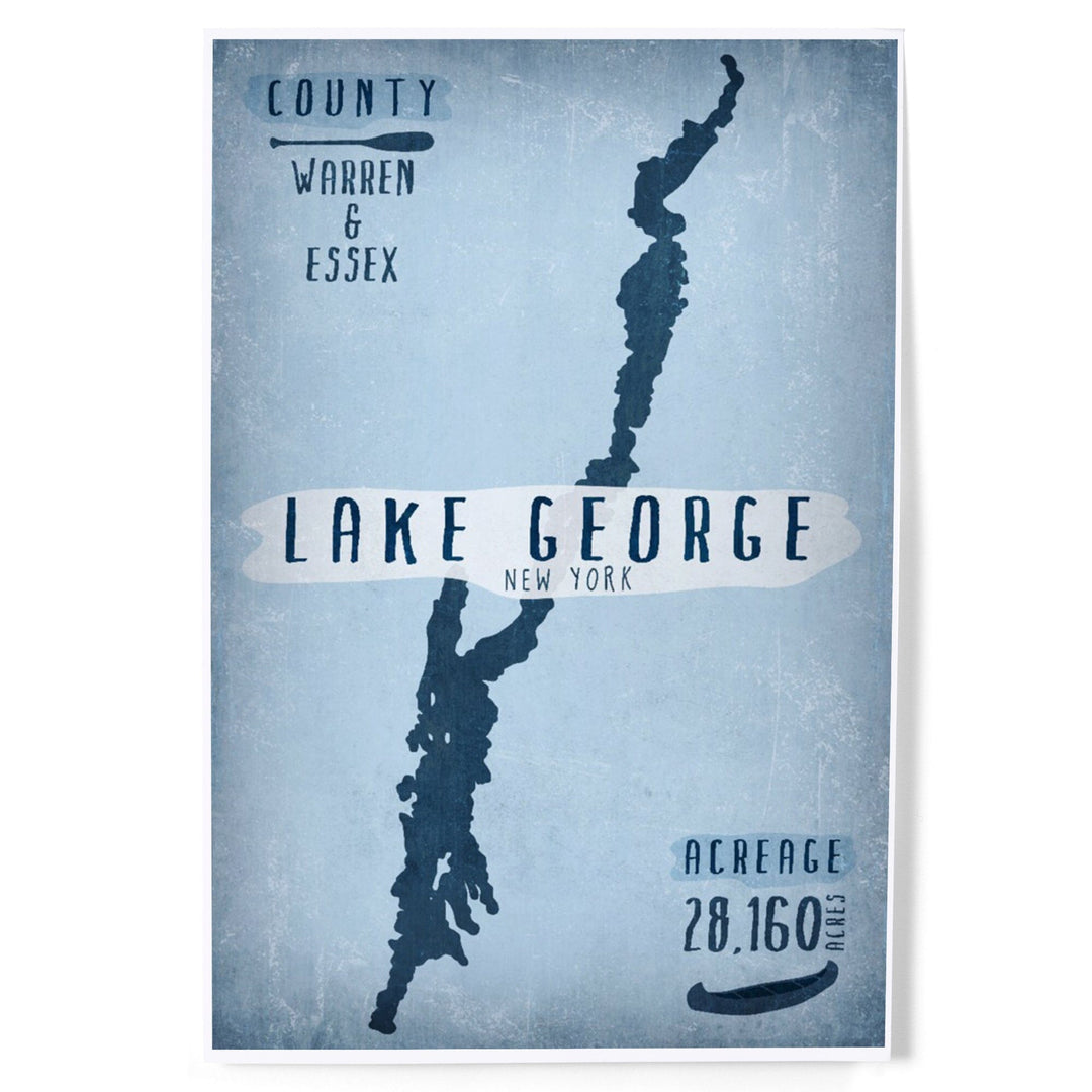 Lake George, New York, Lake Essentials, Shape, Acreage and County, Art & Giclee Prints Art Lantern Press 