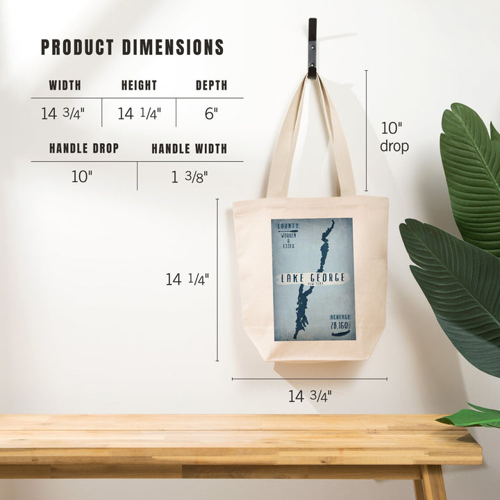 Lake George, New York, Lake Essentials, Shape, Acreage and County, Tote Bag Totes Lantern Press 