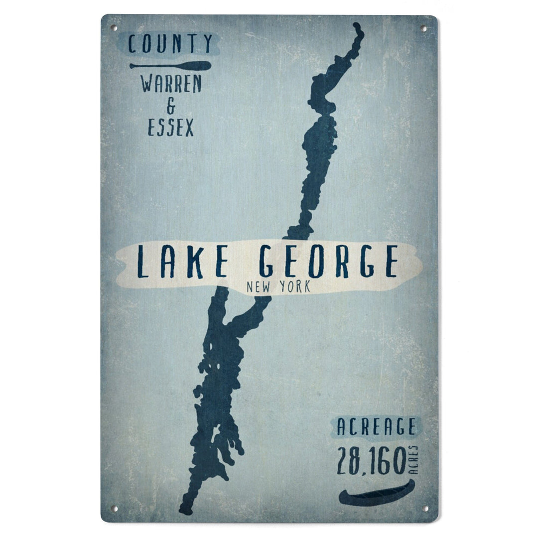 Lake George, New York, Lake Essentials, Shape, Acreage & County, Lantern Press Artwork, Wood Signs and Postcards - Lantern Press