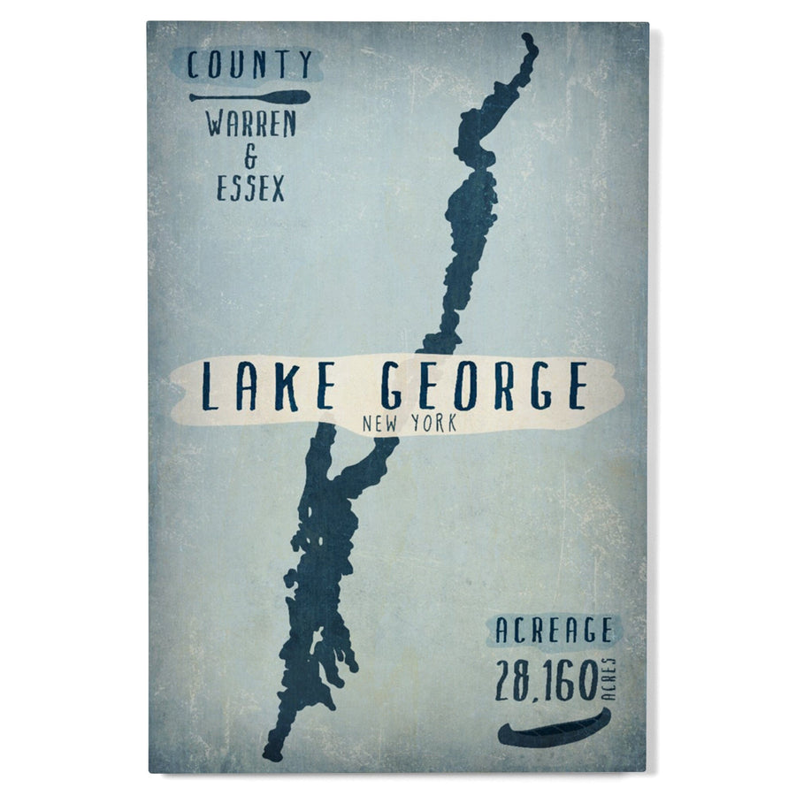 Lake George, New York, Lake Essentials, Shape, Acreage & County, Lantern Press Artwork, Wood Signs and Postcards Wood Lantern Press 