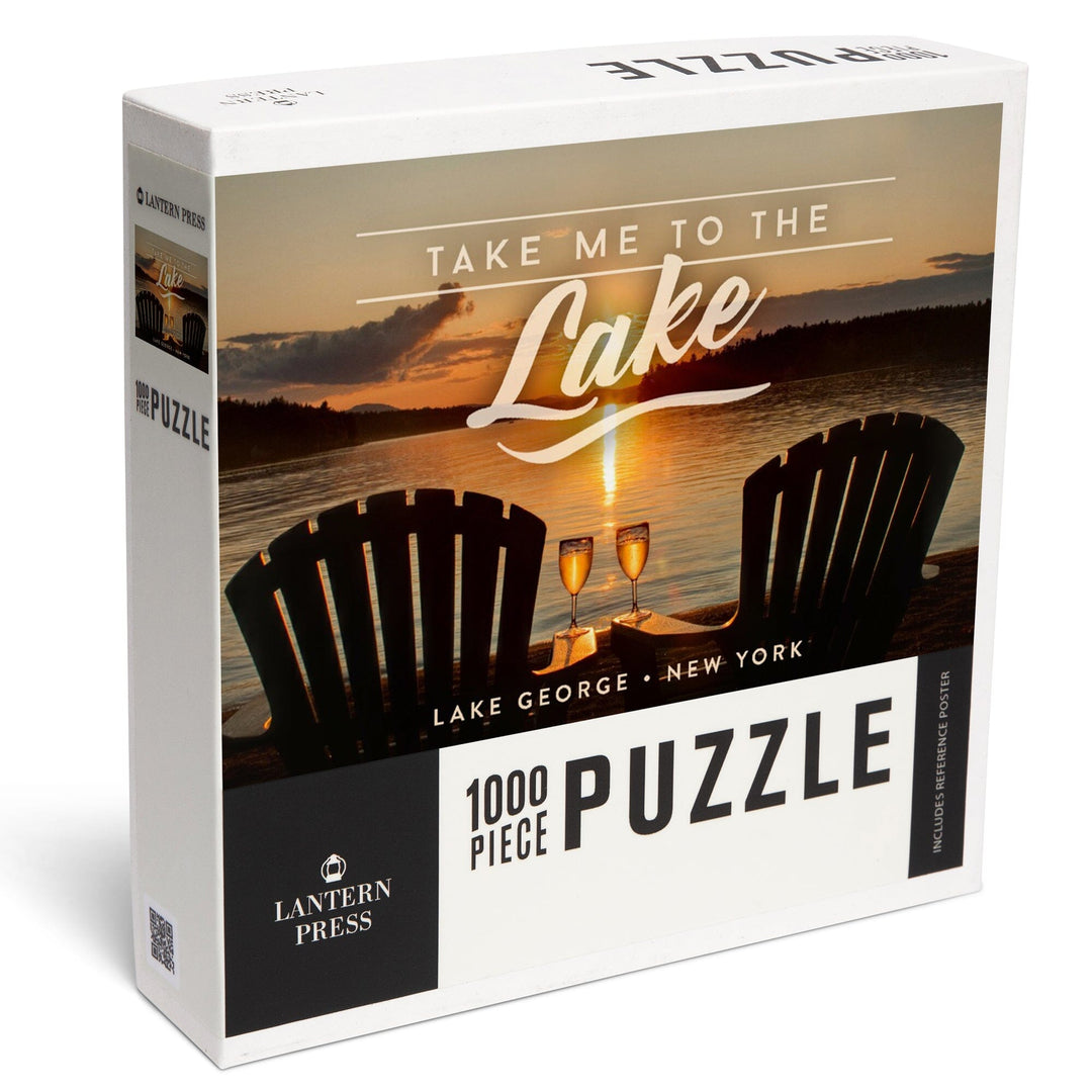 Lake George, New York, Take Me to the Lake, Sunset View, Jigsaw Puzzle Puzzle Lantern Press 