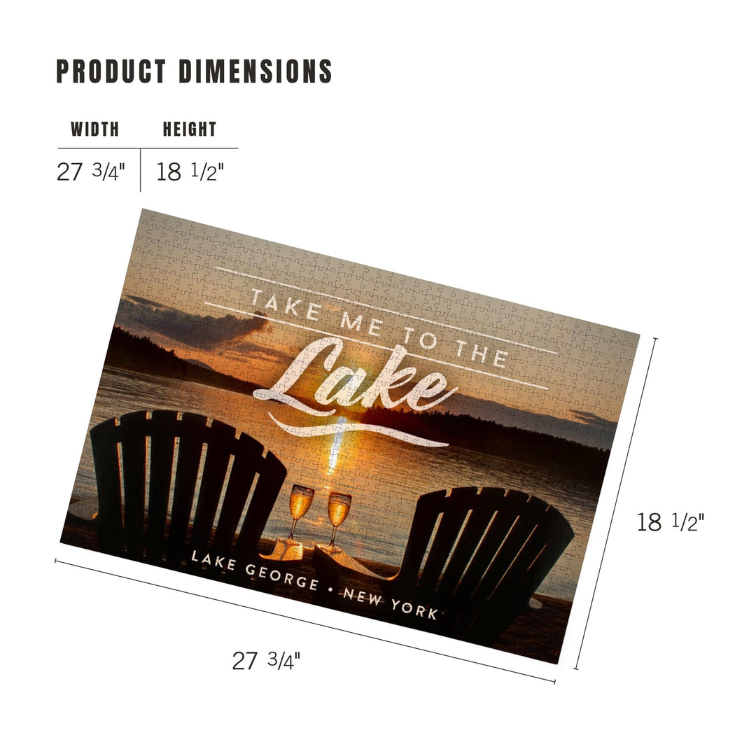Lake George, New York, Take Me to the Lake, Sunset View, Jigsaw Puzzle Puzzle Lantern Press 