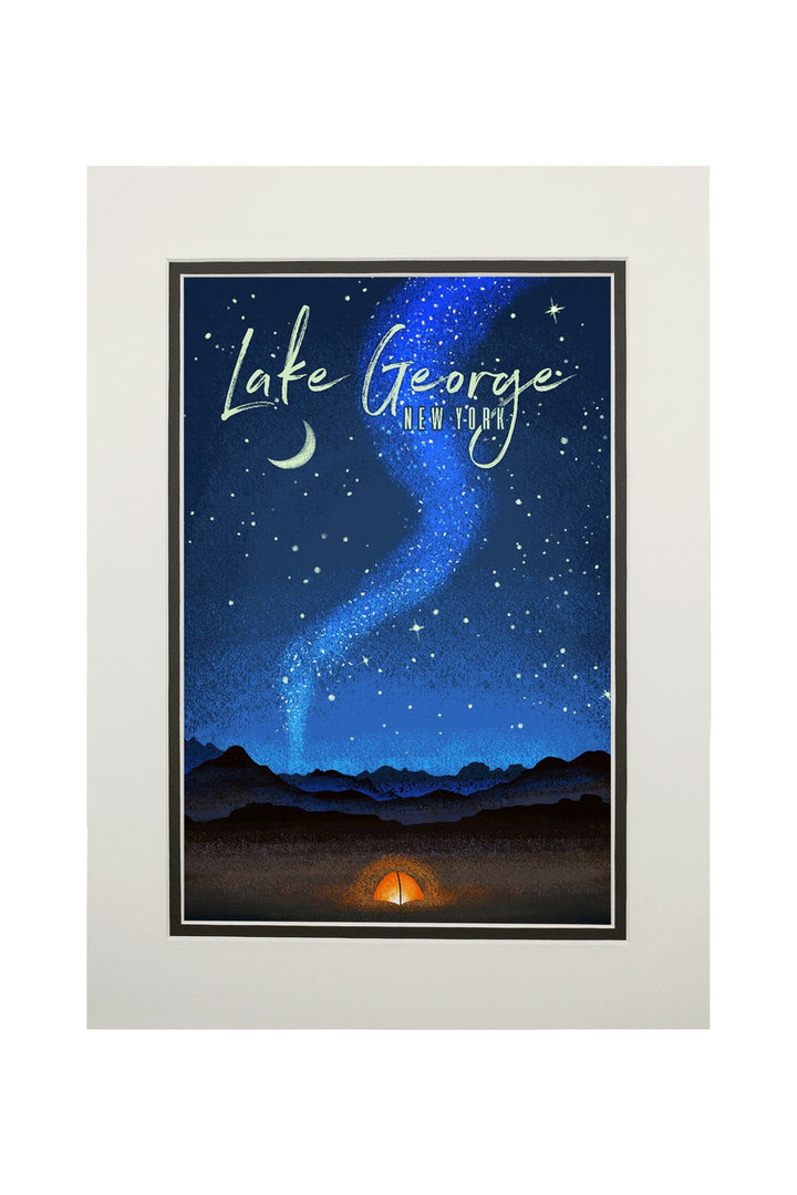 Lake George, New York, Tent and Night Sky, Mid-Century Style, Art & Giclee Prints - Lantern Press