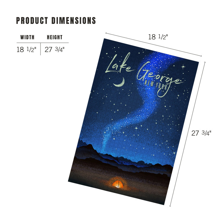 Lake George, New York, Tent and Night Sky, Mid-Century Style, Jigsaw Puzzle Puzzle Lantern Press 