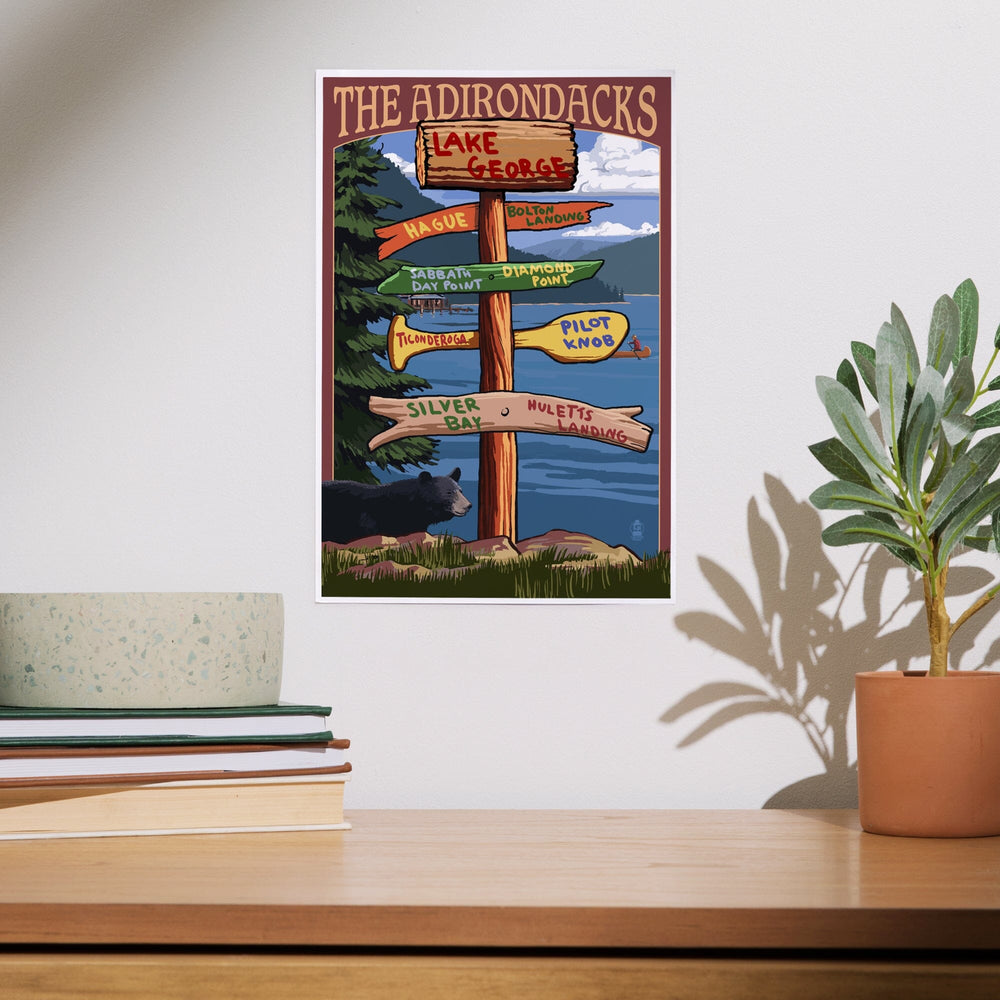 Lake George, New York, The Adirondacks, Destinations Sign, Art & Giclee Prints Art Lantern Press 
