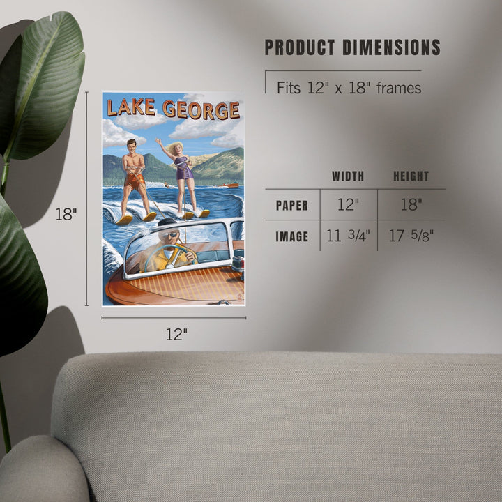 Lake George, New York, Water Skiing Scene, Art & Giclee Prints Art Lantern Press 
