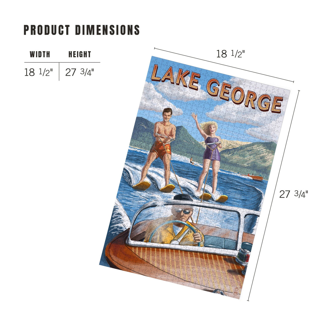 Lake George, New York, Water Skiing Scene, Jigsaw Puzzle Puzzle Lantern Press 
