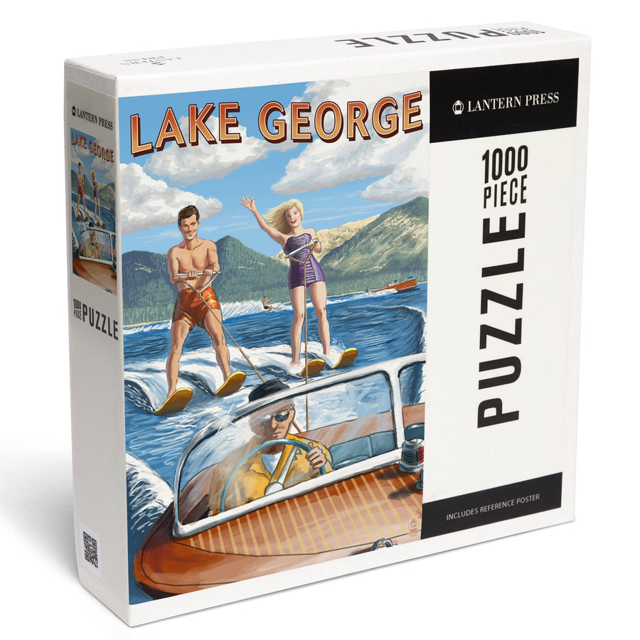 Lake George, New York, Water Skiing Scene, Jigsaw Puzzle Puzzle Lantern Press 