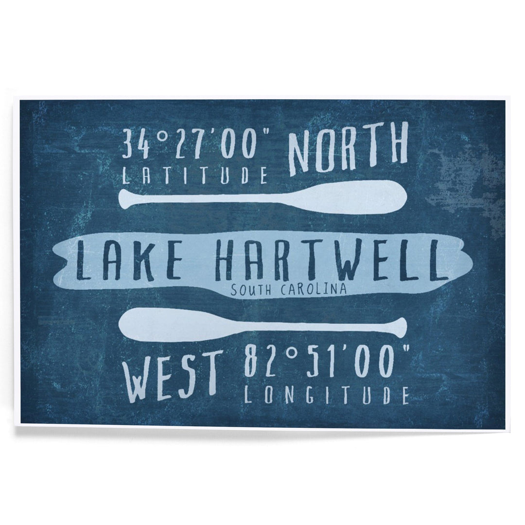 Lake Hartwell, South Carolina, Lake Essentials, Latitude and Longitude, Art & Giclee Prints Art Lantern Press 