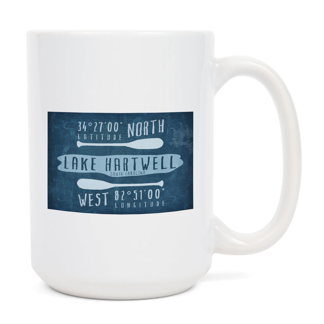 Lake Hartwell, South Carolina, Lake Essentials, Latitude & Longitude, Lantern Press Artwork, Ceramic Mug Mugs Lantern Press 