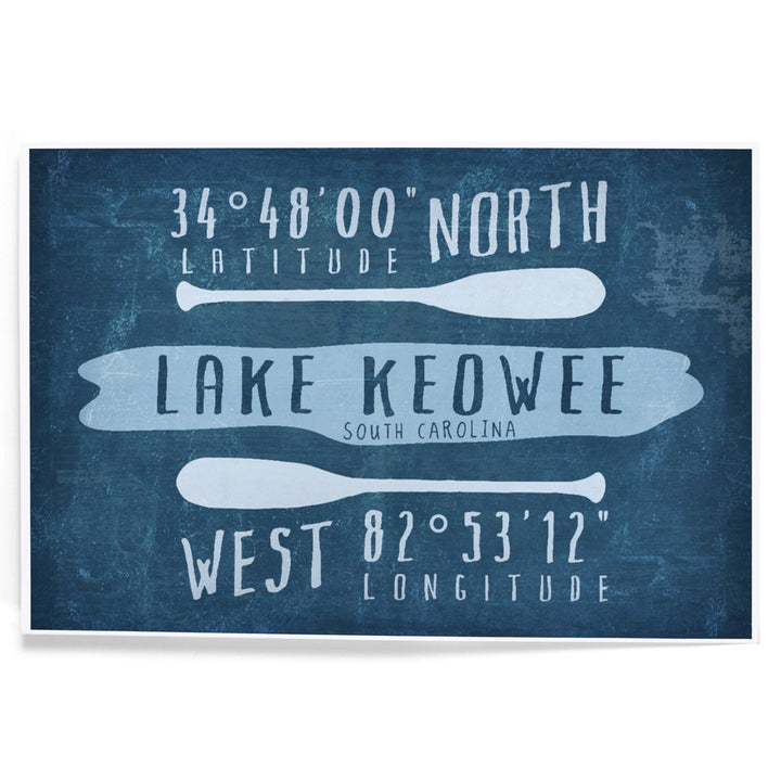 Lake Keowee, South Carolina, Lake Essentials, Latitude and Longitude, Art & Giclee Prints Art Lantern Press 