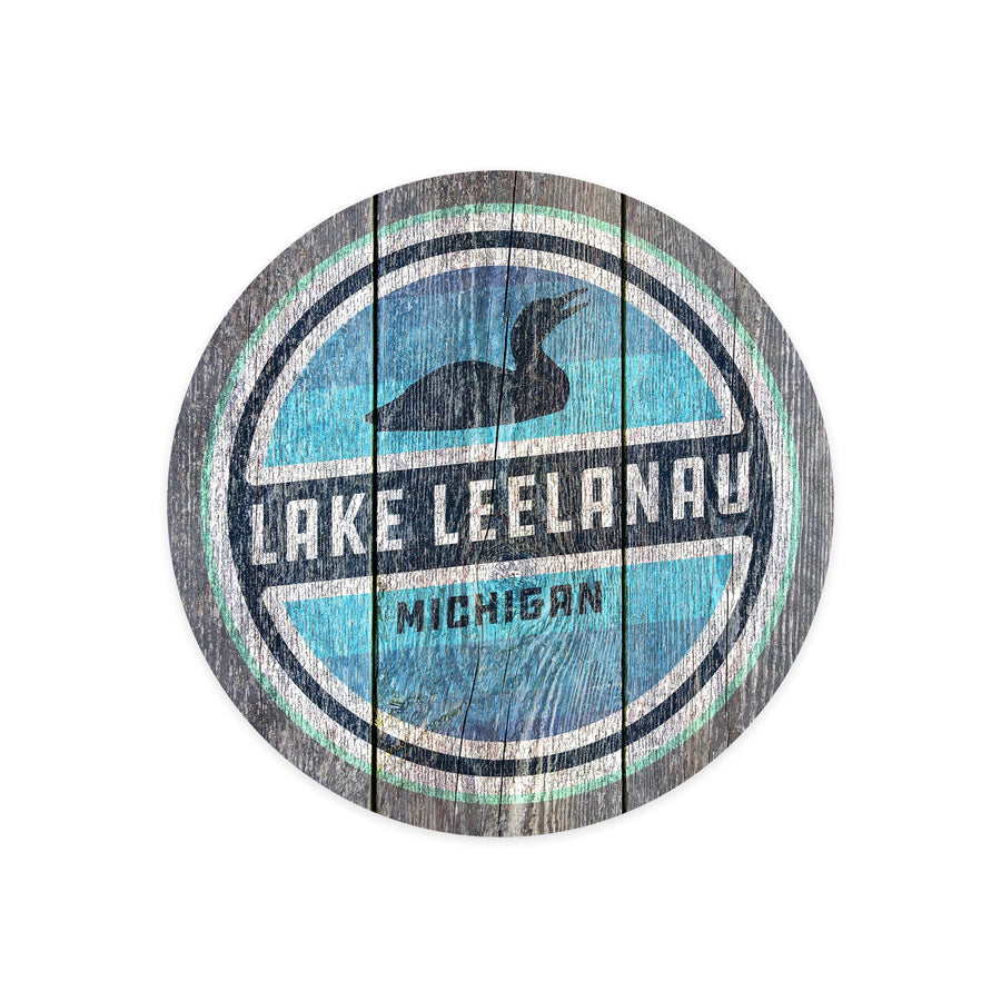 Lake Leelanau, Michigan, Rustic Loon, Contour, Lantern Press Artwork, Vinyl Sticker Sticker Lantern Press 