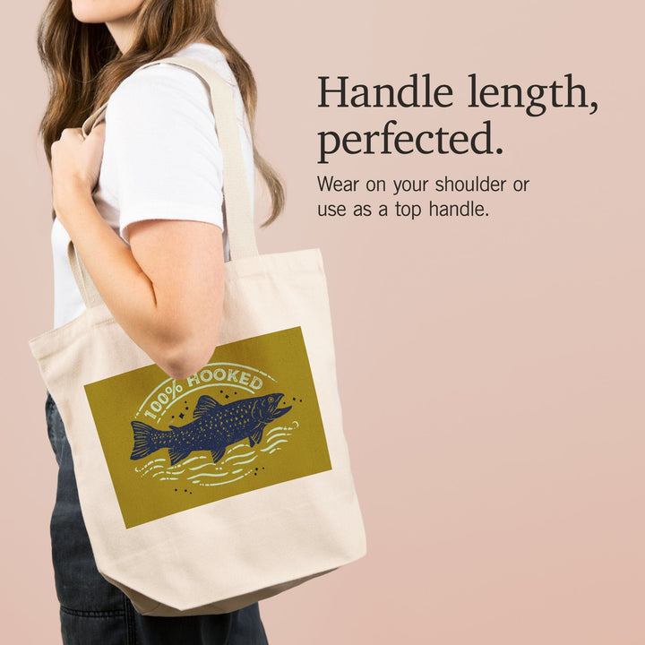 Lake Life Series, 100 Percent Hooked, Tote Bag - Lantern Press