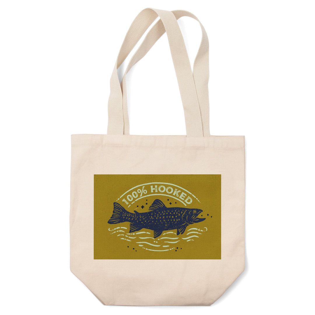 Lake Life Series, 100 Percent Hooked, Tote Bag - Lantern Press