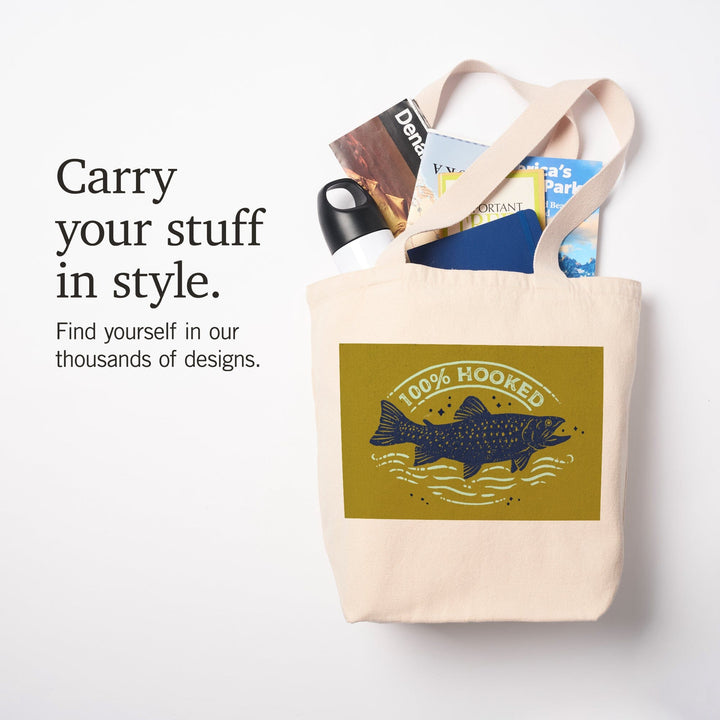 Lake Life Series, 100 Percent Hooked, Tote Bag Totes Lantern Press 