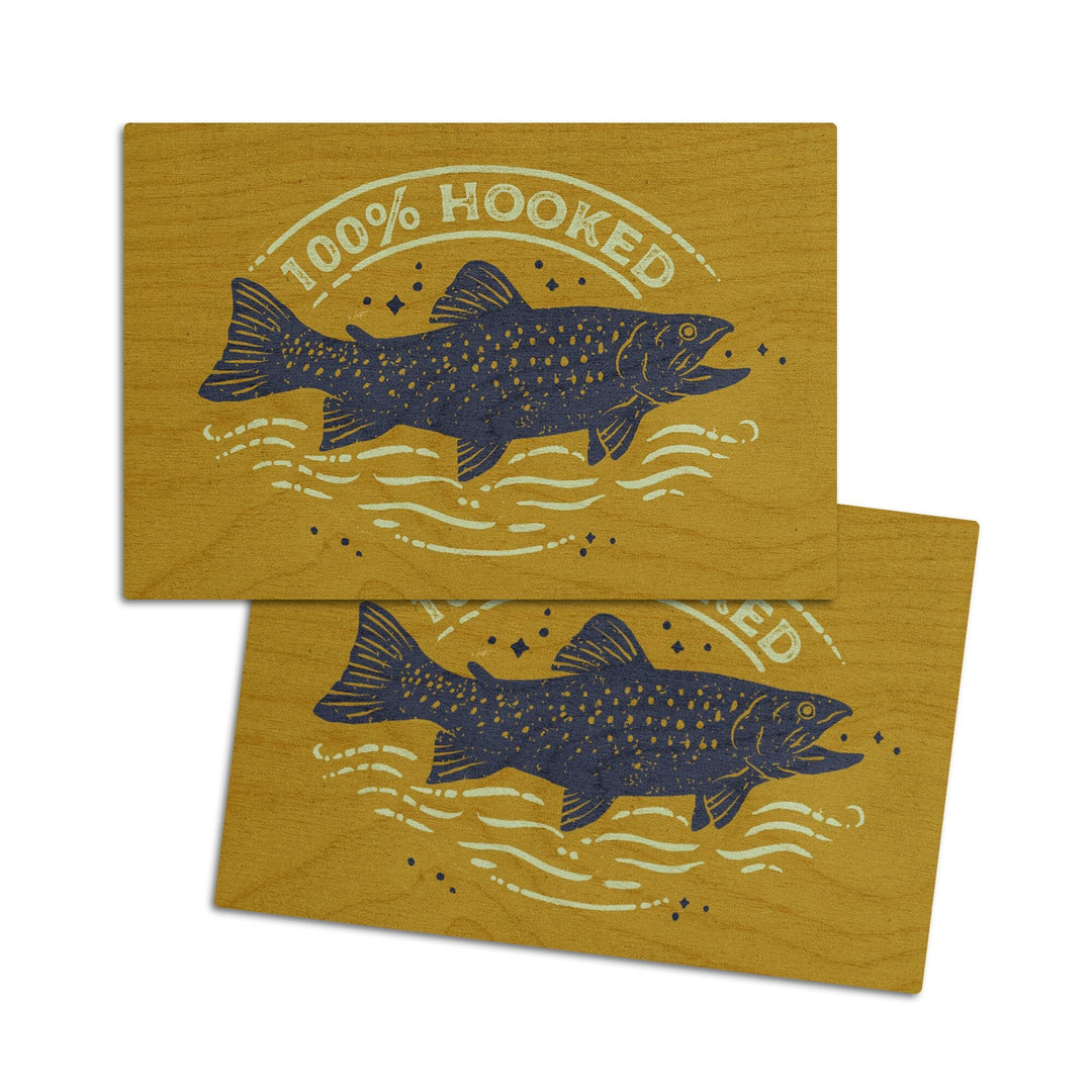 Lake Life Series, 100 Percent Hooked, Wood Signs and Postcards - Lantern Press