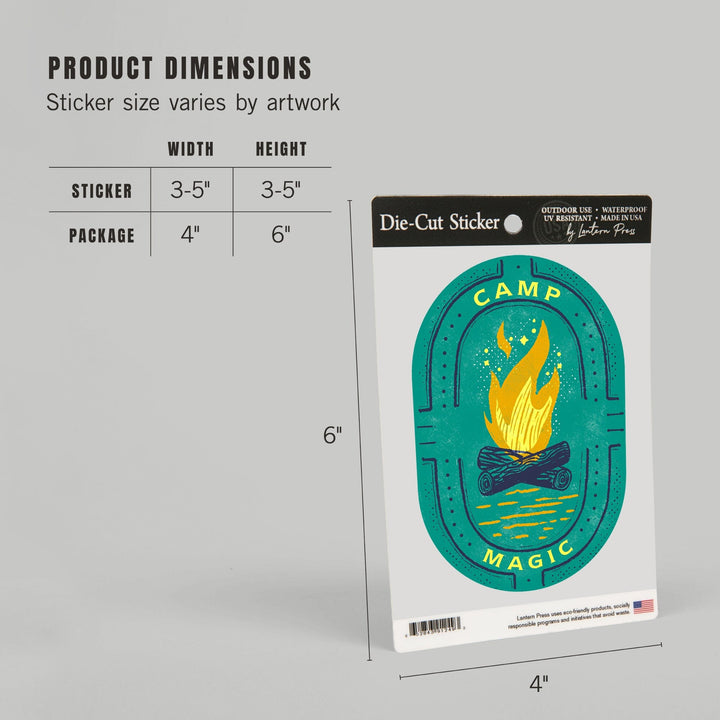 Lake Life Series, Camp Magic, Contour, Vinyl Sticker Sticker Lantern Press 