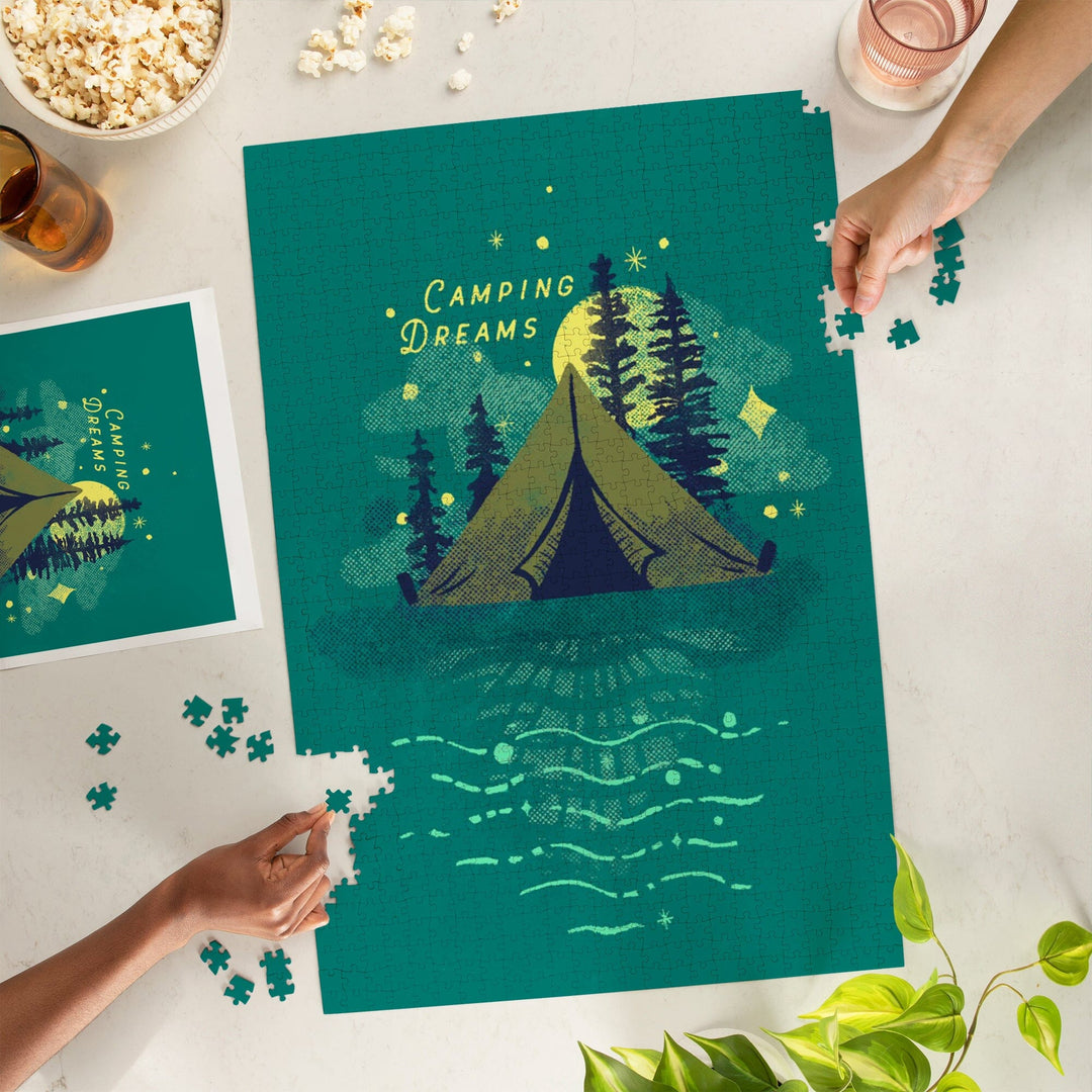 Lake Life Series, Camping Dreams, Jigsaw Puzzle Puzzle Lantern Press 