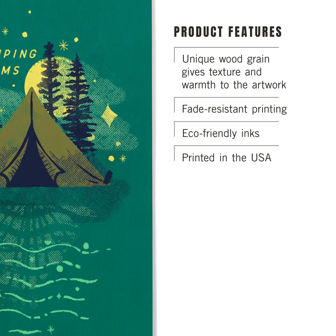 Lake Life Series, Camping Dreams, Wood Signs and Postcards - Lantern Press