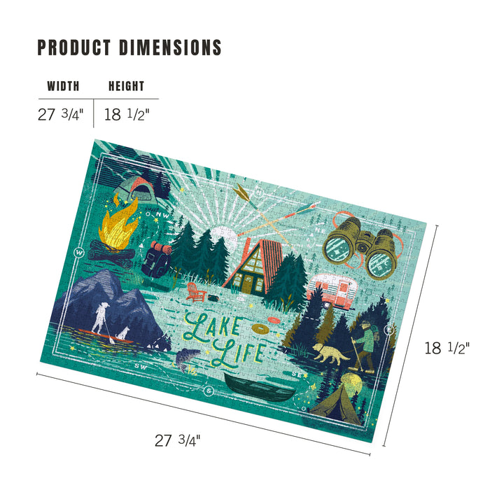 Lake Life Series, Collage, Landscape With Mountain, Jigsaw Puzzle Puzzle Lantern Press 