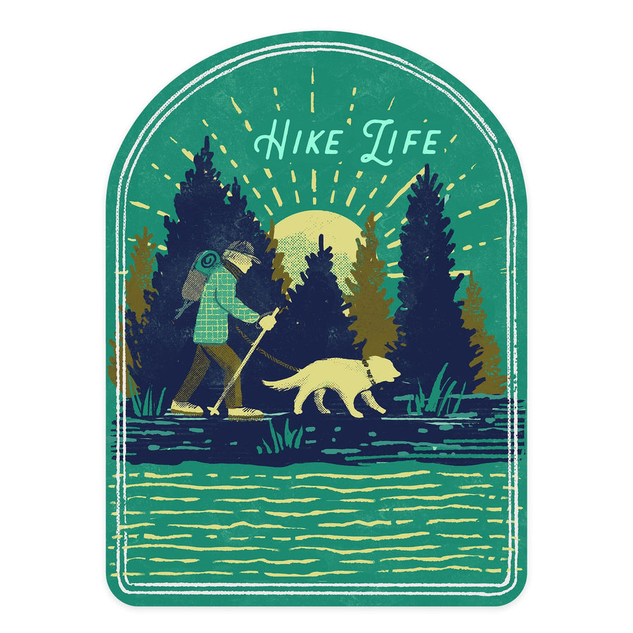 Lake Life Series, Hike Life, Contour, Vinyl Sticker Sticker Lantern Press 
