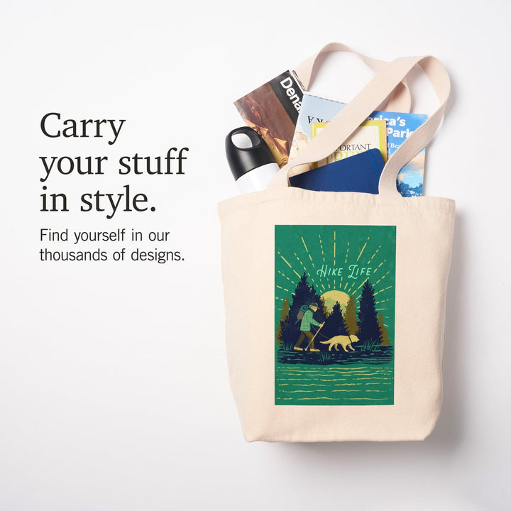 Lake Life Series, Hike Life, Tote Bag Totes Lantern Press 