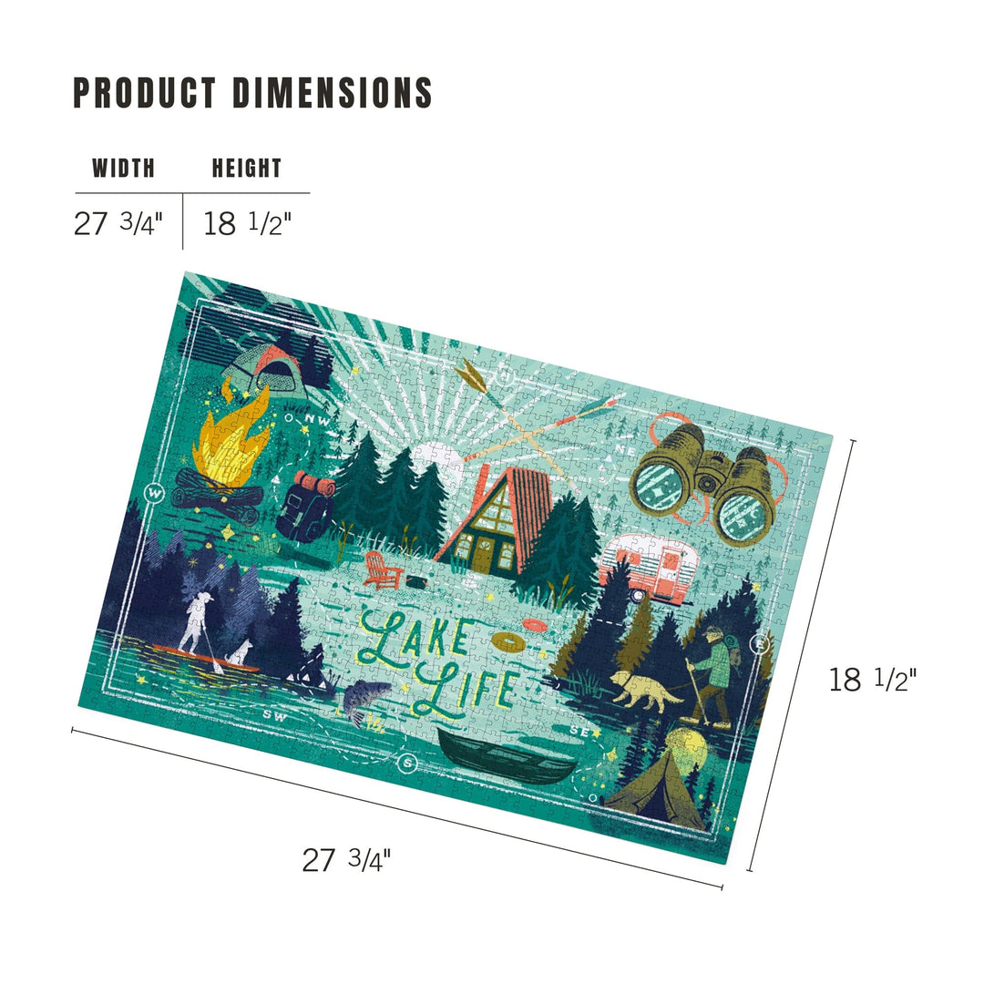 Lake Life Series, Lake Life Collage, Landscape With Trees, Jigsaw Puzzle Puzzle Lantern Press 