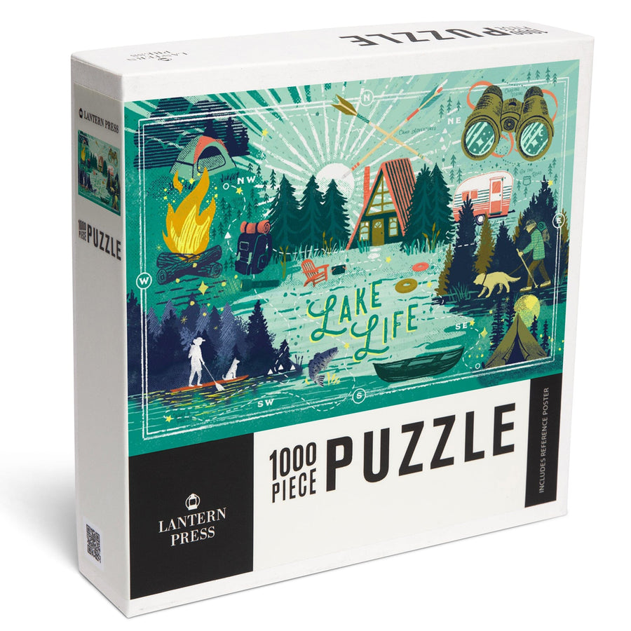 Lake Life Series, Lake Life Collage, Landscape With Trees, Jigsaw Puzzle Puzzle Lantern Press 