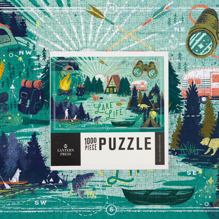 Lake Life Series, Lake Life Collage, Landscape With Trees, Jigsaw Puzzle Puzzle Lantern Press 