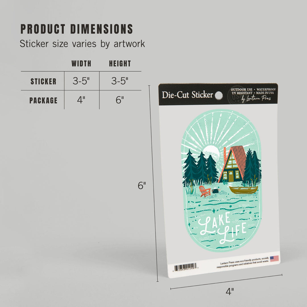 Lake Life Series, Lake Life, Contour, Vinyl Sticker Sticker Lantern Press 