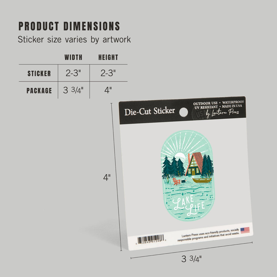 Lake Life Series, Lake Life, Contour, Vinyl Sticker Sticker Lantern Press 