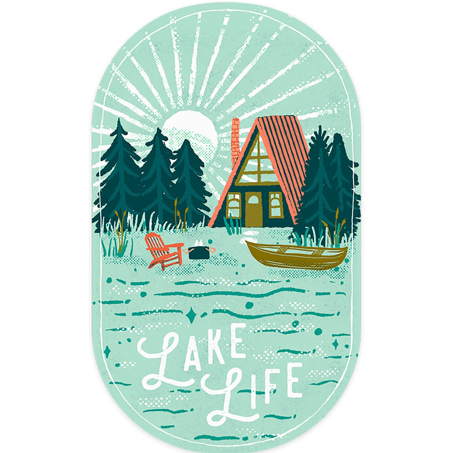 Lake Life Series, Lake Life, Contour, Vinyl Sticker Sticker Lantern Press 