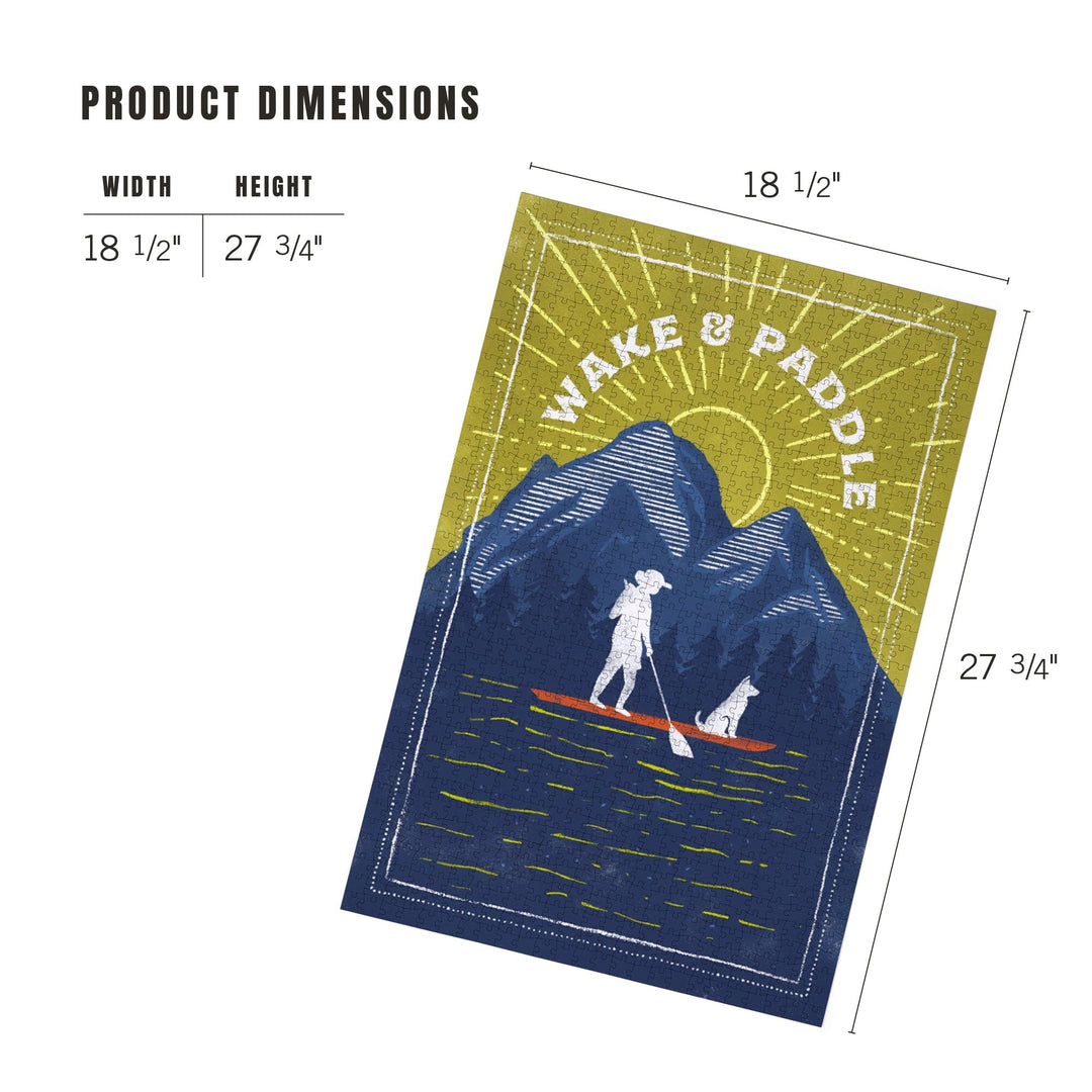 Lake Life Series, Wake And Paddle, Landscape With Mountain, Jigsaw Puzzle Puzzle Lantern Press 