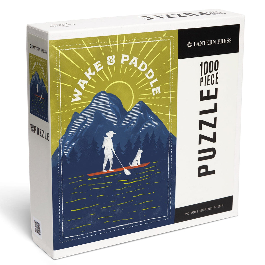 Lake Life Series, Wake And Paddle, Landscape With Mountain, Jigsaw Puzzle Puzzle Lantern Press 
